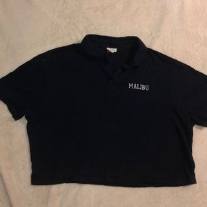 Navy blue cropped polo shirt